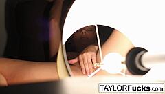 taylor vixen spreads brunette pussy wide in hotel solo tit tease masturbation