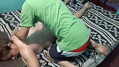 guy massages his naked girlfriend's curves sensually