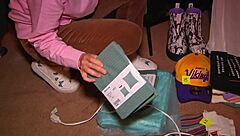 after tv cribs filming, blonde babe drops to suck and fuck cumshot