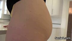 unfaithful uk milf lady sonia fingers pussy flashes huge tits underwear