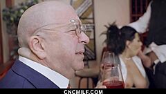 Busty British milf London Rose gets freeused hard during office meeting by coworker