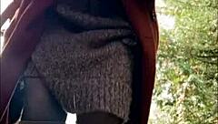 picture this french milf slave bent over in public her buttplug flashing for all to humiliate