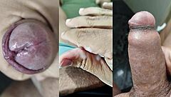 best cumshots and jerks on my small foreskin cock while gf masturbates her wet pussy and tits part 5 😩💦🍆