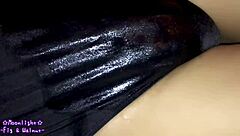 hey check this lotion slick navy swimsuit crossdressing trans fun 😏