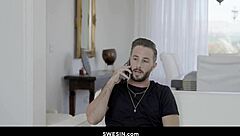 natasha nice takes lucas frost's cock deep in her milf anal hole with choking gagging