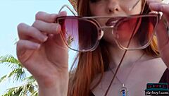 i strip naked outdoors getting wet as southern redhead milf krystal kitten