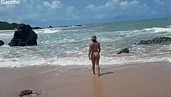 Yuri Gaúcho Wife Bares Big Tits and Ass on Nudist Beach for All