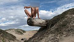 😏 nude fitness babe teases cock at beach then cums publicly in plaza