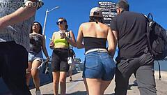 candid big asses shaking in tight shorts and jeans outdoors?