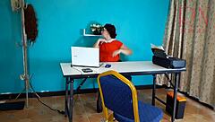 i catch my naughty sexretary fingering pussy under office desk