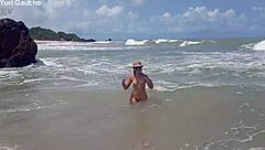 Yuri Gaúcho Wife Bares Big Tits and Ass on Nudist Beach for All
