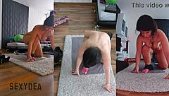 check out my naked yoga flow in triple cam shaking this big curvy ass