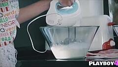 two milfs kiss finger wet pussies lick muffs in kitchen