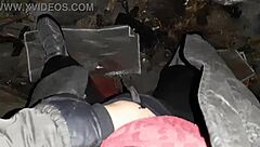 VILLAGE GIRL FINGERS PUSSY TO ORGASM IN COLD RANCH BARN