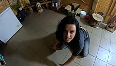 face-fucking curvy euro slut in tight jeans ends with hot cum play