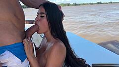 Gih Ribeiro takes monstrous cock pounding on rocking boat