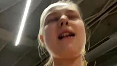 crazy horny bbw teen masturbates wet pussy to creampie orgasm in public gym