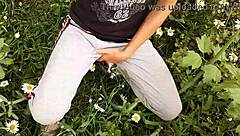 i spy neighbor fingering pussy to wild orgasm in flowers