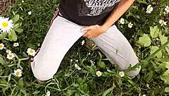 i spy neighbor fingering pussy to wild orgasm in flowers