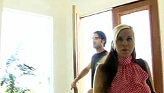 Blonde slut Rachel Solari's big tits bounce wildly in hard couch doggystyle assfucking