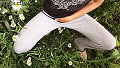 i spy neighbor fingering pussy to wild orgasm in flowers