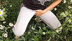 i spy neighbor fingering pussy to wild orgasm in flowers