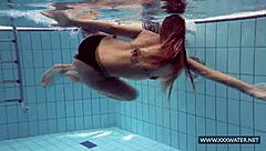 katrin and lucy tease big tits fully nude underwater at beach pool russian style