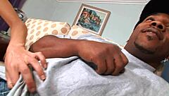 stepmom bends over bed in fishnets for deep anal fingering and doggystyle assfucking