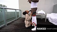 ebony stepsis slurps big bro's monster cock deep outdoors 😍🍆💦