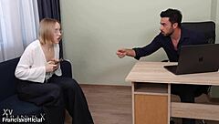 young secretary gets punished rough by boss fucking desk doggystyle deepthroat cumshot!!