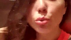 Latina walks outdoors with no panties flashing her natural tits and pussy