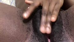 homemade ebony babe fingers wet big pussy lips then fists gaping asshole solo