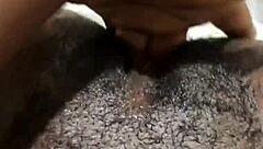 homemade ebony babe fingers wet big pussy lips then fists gaping asshole solo