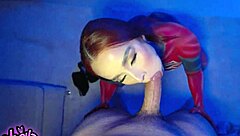 whoa, hot spiderwoman rides fan's cock till he explodes inside