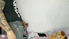 whoa, hijastro jerks big cock with my panties... we end up fucking hard!