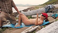 exhibitionist xsanyany flashes big tits on beach then stranger pounds her fat ass