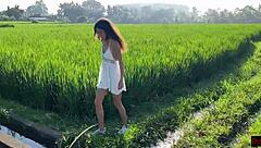 the cute rice picker ditches cash for outdoor creampie pounding from her client