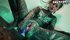 so this solo teen grabs her new shower wand toy and tests it out while masturbating in the bath till she squirts