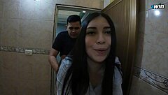 Stepsister Bent Over Bathroom Sink for Stepbro's Hard Doggystyle Pounding