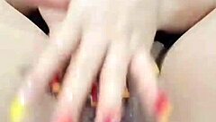 blonde latina squirts juicy on webcam fingering to wild orgasm with red nails 💦😍