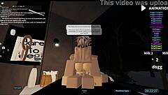 Slut gangbanged hard cowgirl doggy bent over in roblox condo pussy riding 3some group bang