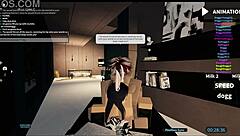 Slut gangbanged hard cowgirl doggy bent over in roblox condo pussy riding 3some group bang