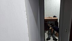 My wife moans loud getting railed by plumber's huge cock in our toilet