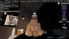 Slut gangbanged hard cowgirl doggy bent over in roblox condo pussy riding 3some group bang