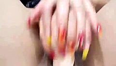 blonde latina squirts juicy on webcam fingering to wild orgasm with red nails 💦😍