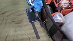 curvy latina milf drops to knees for cum-swapping blowjob before his gym session