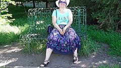 i'm a hairy mature flashing my pussy thru see-thru dress outside