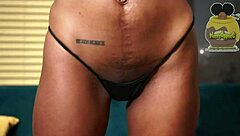 ebony babe bends skinny girl over for strap-on doggystyle pussy pounding