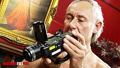 A Shaved Academy Girl Fingers Her Pussy for Principal and Assistant Cumshot