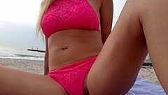 so many eyes on the beach watching me rub my big tits and pussy in public! love it!!